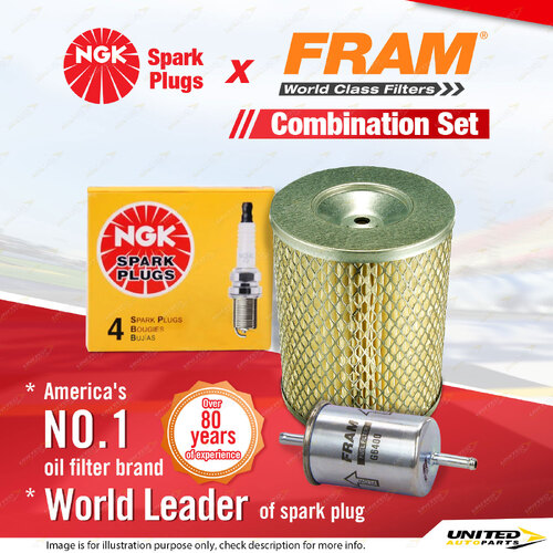 NGK Standard Spark Plugs & Fram Filter Service Kit for Nissan Urvan E24 2.4L