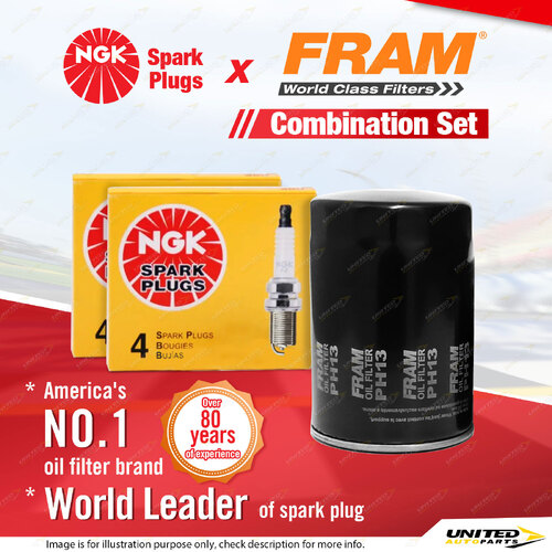 NGK Standard Spark Plugs & Fram Oil Filter for Holden Statesman HX Monaro 5.0L