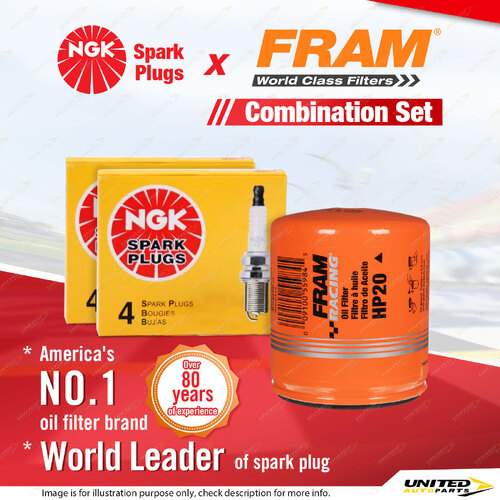 NGK Spark Plugs & Fram Racing Oil Filter for Holden Commodore Calais Statesman