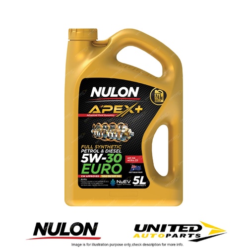 Nulon APEX+ Full SYN 5W-30 EURO 5L for AUDI S4 2.7L V6 Twin Turbo 4WD 1999-2002