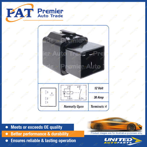 PAT Relay - 12 Volt 30 Amp 4 Terminals Normally Open Relay Package of 1