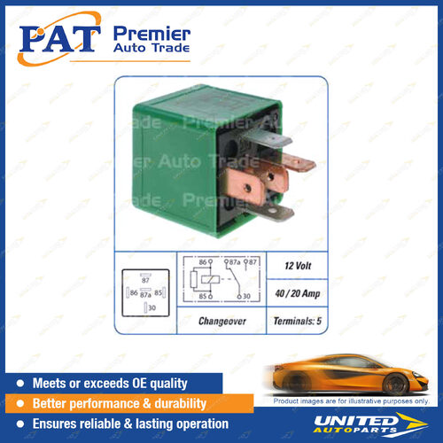 PAT Relay - 12 Volt 20 / 40 Amp 5 Terminals Changeover Relay Package of 1