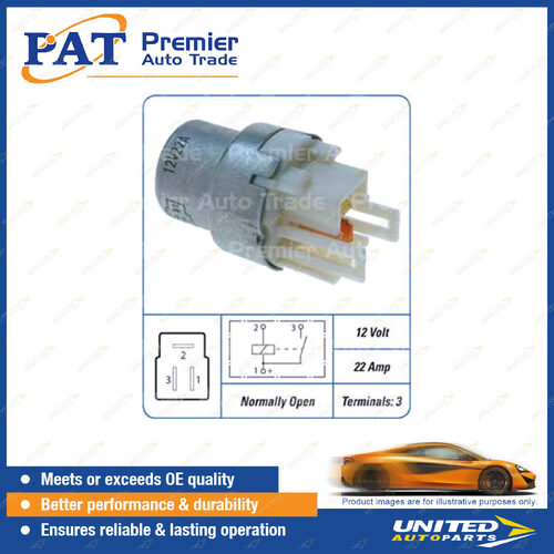 PAT Relay - 12 Volt 22 Amp 3 Terminals Normally Open Relay Package of 1