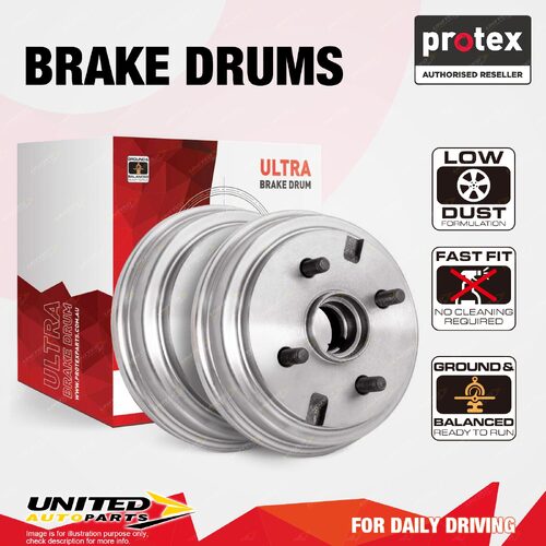 2 Rear Protex Brake Drums for Peugeot 306 With Girling 9/1995 - on