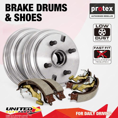 Rear Protex Brake Drums + Shoes for Citroen C3 1.6L Turbo Diesel TRW/Lucas
