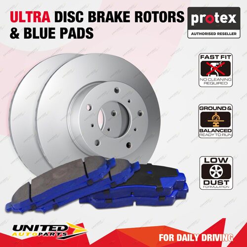 Rear Ultra Disc Brake Rotors + Blue Pads for Toyota Tarago TCR10 TCR11 TCR21