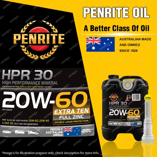 Penrite Premium Mineral HPR 30 20W-60 Engine Oil 20L Extra Ten Full Zinc