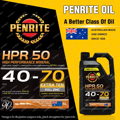 Penrite High Performance Mineral HPR 50 40-70 Engine Oil 5L Full Zinc