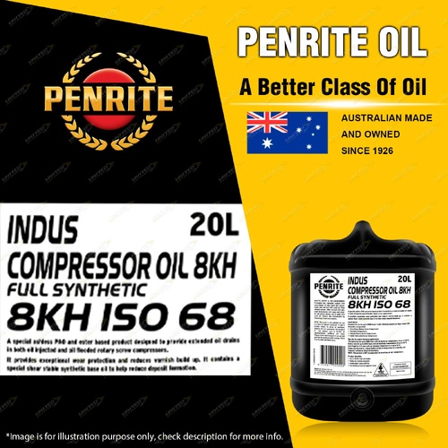 Penrite Full Synthetic Indus Compressor Oil 8KH ISO68 Up to 8000h Oil Drains 20L