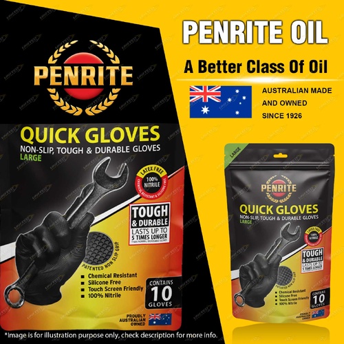 Pack of 10 Large Penrite Quick Gloves 100% Nitrile Silicone & Latex Free
