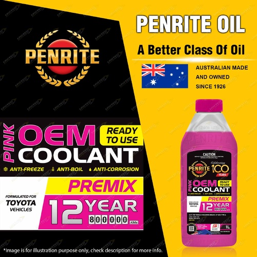 Penrite Pink OEM Coolant Premix Formulated for Toyota Vehicles From 2018 1L