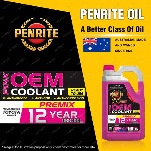 Penrite Pink OEM Coolant Premix Formulated for Toyota Vehicles From 2018 5L