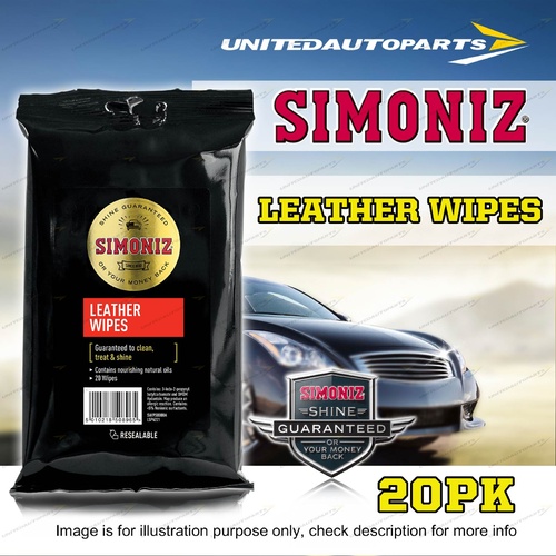 Simoniz Leather Wipes 20PK Guaranteed to clean treat and shine easy to use