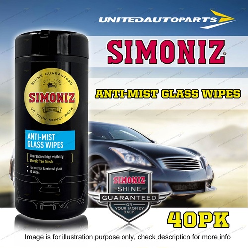 Simoniz Anti Mist Glass Wipes 40PK for internal and external glass