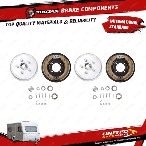 2x Trojan LH+RH Trailer Wheel Hub Kit Mechanical Drum 9 Inch 5 X 43/4 X 7/16 SL