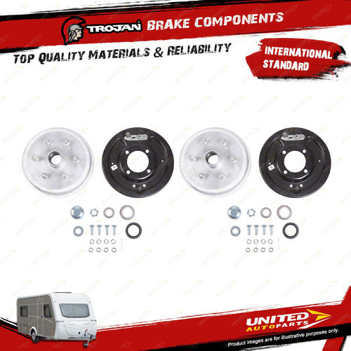2x Trojan LH+RH Trailer Wheel Hub Kit Mechanical Drum 9 Inch 6 X 51/2 X 1/2 SL