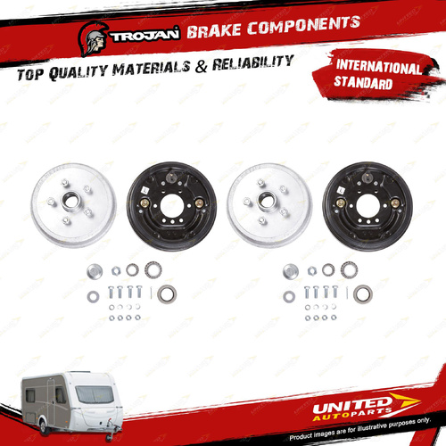 2x Trojan LH+RH Trailer Wheel Hub Kit Hydraulic Drum 9 Inch 5 X 43/4 X 7/16 LM