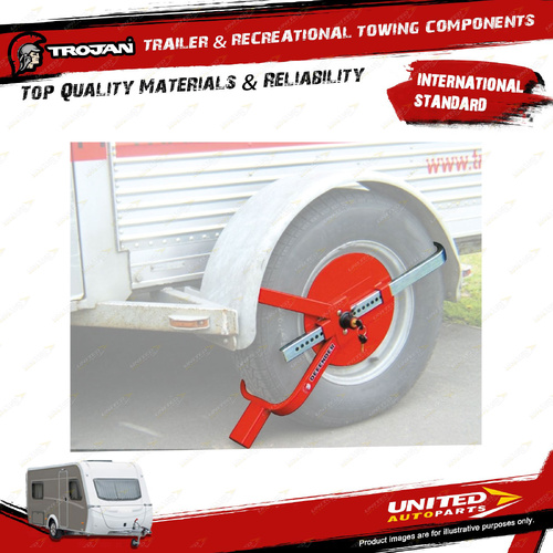 Trojan Wheel Defender Lock Clamp Suit 165-195 Tyres for Trailer Hardware Locks