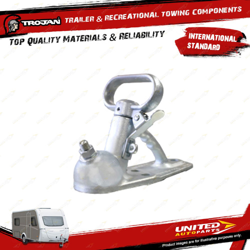 Trojan Trailer Non Braked Coupling 2000Kg 2/3 Hole 50mm Galvanized Snap Lock