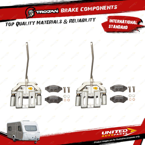 2x Trojan Brake Caliper and LH+RH Hand Brake C/I Assembly for Trailer Components