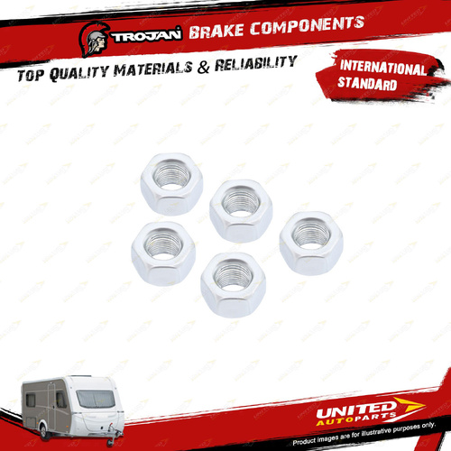 5 Pcs Trojan Wheel Nuts 1/2 Inch 13/16 Hex for Trailer Wheel Hub Spare Parts