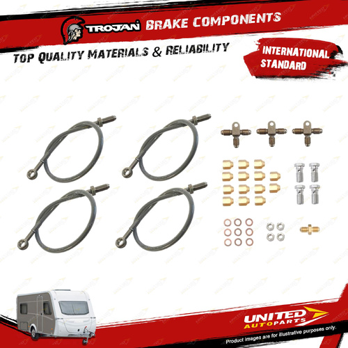 Trojan Hose Kit Banjo Tandem Axle Stainless Steel for Trailer Brake Hoses Cables